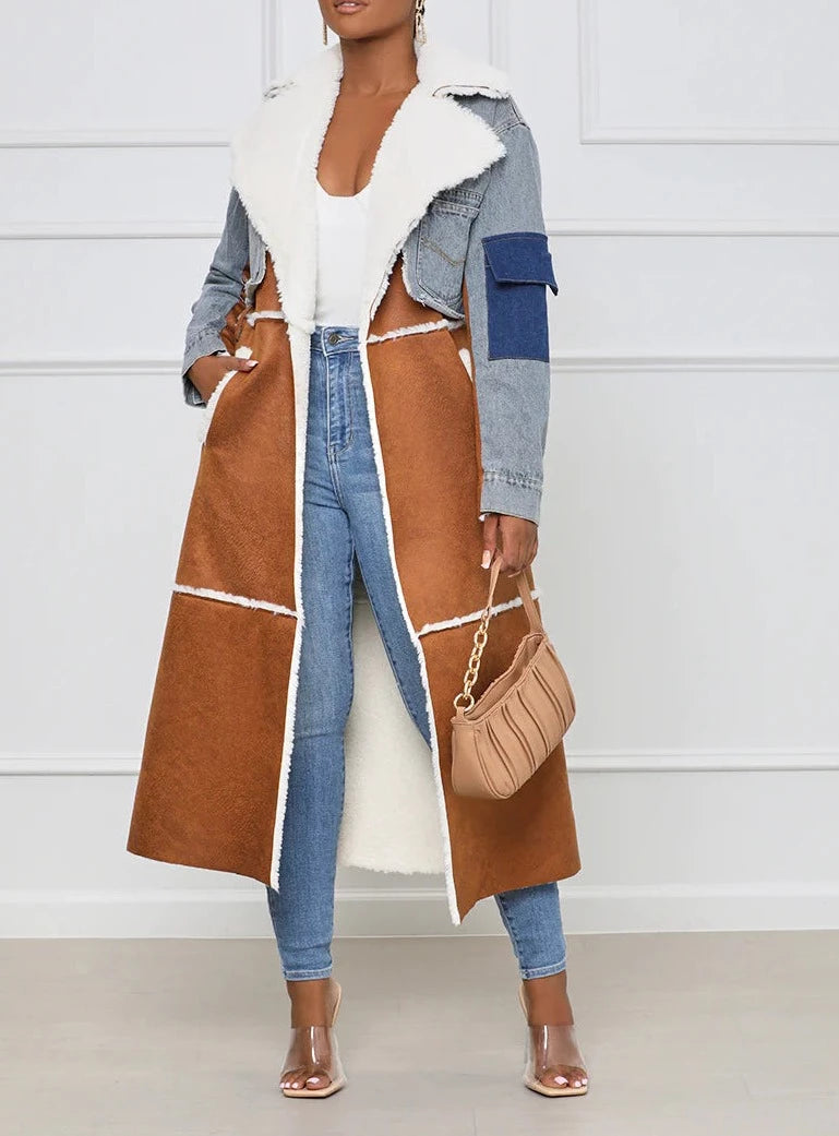 Our clearance offers a great opportunity to save money and obtain Faux  Suede Sherling and Denim Maxi Trench Coat Rag & Muffin